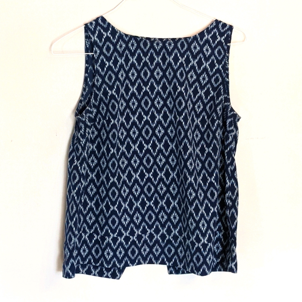 Banana Republic Navy and White Ikat Tank Top